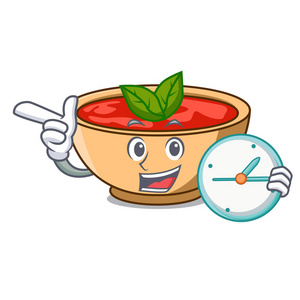 用时钟蕃茄汤字符卡通图片