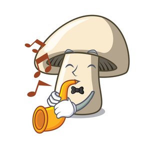 一半的香菇蘑菇与小号香菇蘑菇吉祥物卡通照片