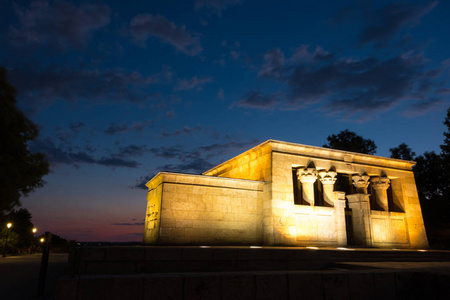 埃及纪念碑 Templo de Debod, 马德里, 西班牙, 欧洲夜景