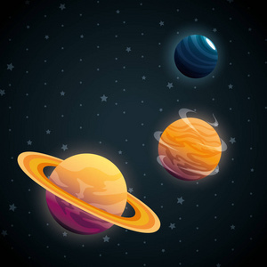 太阳系的行星场景插画 正版商用图片0upins 摄图新视界