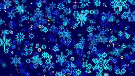 美丽的深蓝色圣诞背景与许多不同形状的雪花