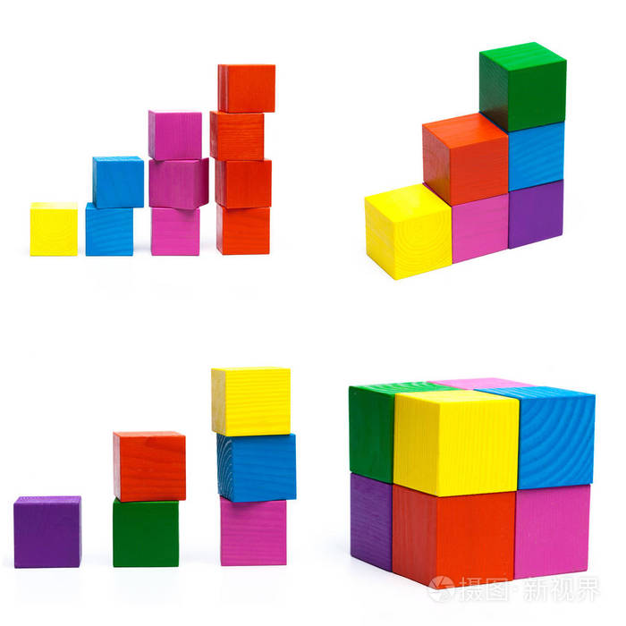 多色木制游戏立方体