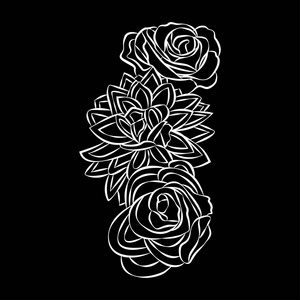 玫瑰图案, 花设计元素矢量黑色背景照片