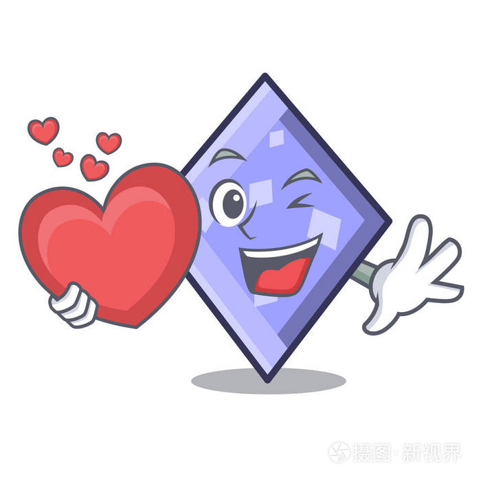 用心菱形吉祥物卡通风格矢量插画