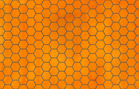 水彩的橙色和灰色几何蜂蜜梳子模式
