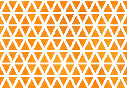水彩的橙色三角形图案。水彩的几何图案