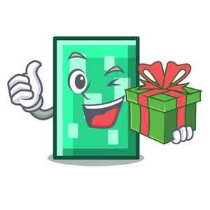 带礼品长方形吉祥物卡通风格矢量插画照片