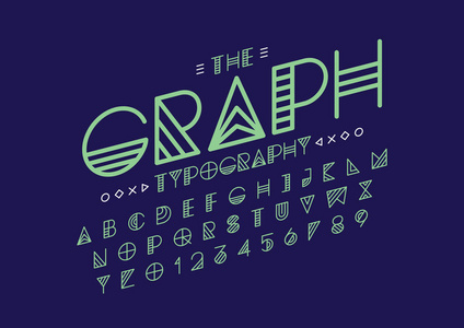 带有 word 图形的字体和字母表, 矢量插图