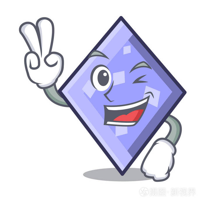 双手指菱形卡通风格矢量插画