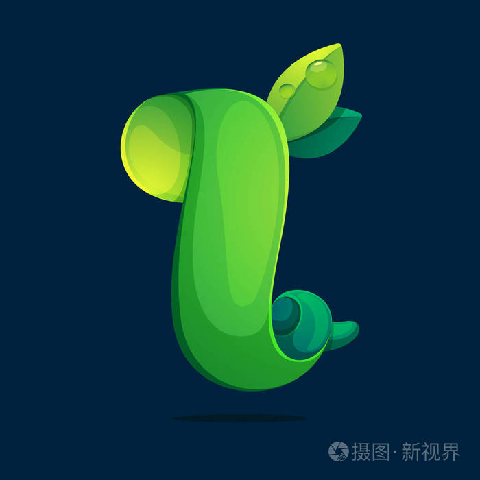 字母i 生态学标志从一个扭曲的绿色 leawes.