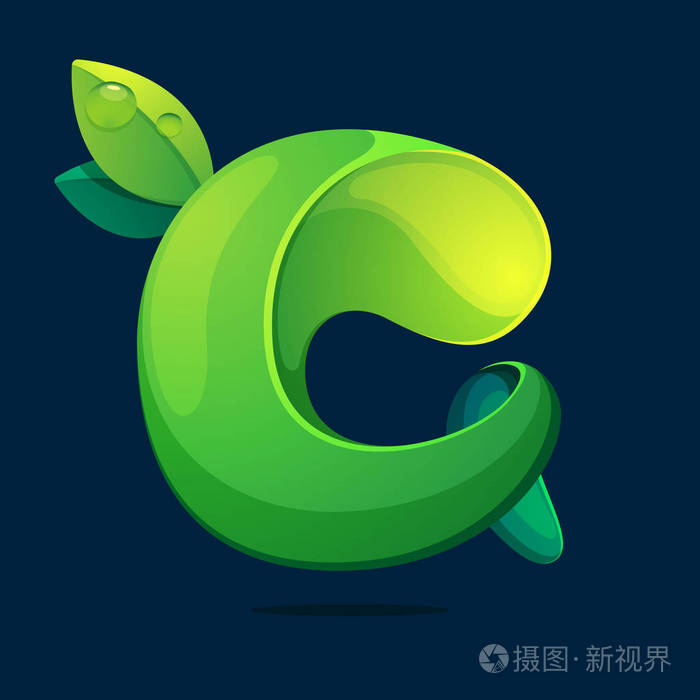 c 字母生态标志从一个扭曲的绿色 leawes.