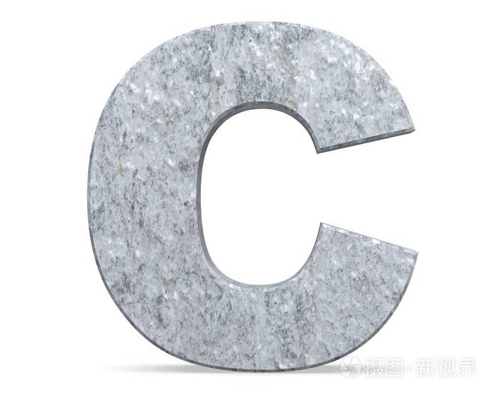 在白色背景下被隔离的混凝土大写字母c3d渲染插图