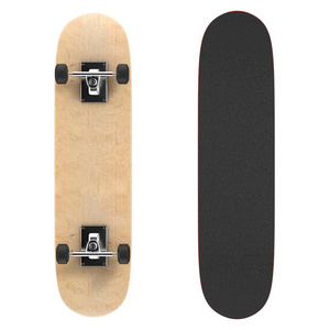 木制现代滑板甲板上的白色背景。3d 渲染