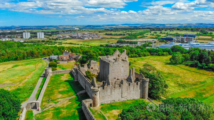 著名城堡在苏格兰-cragmillar 城堡在爱丁堡-鸟瞰图