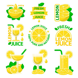 柠檬天然果汁徽章标志