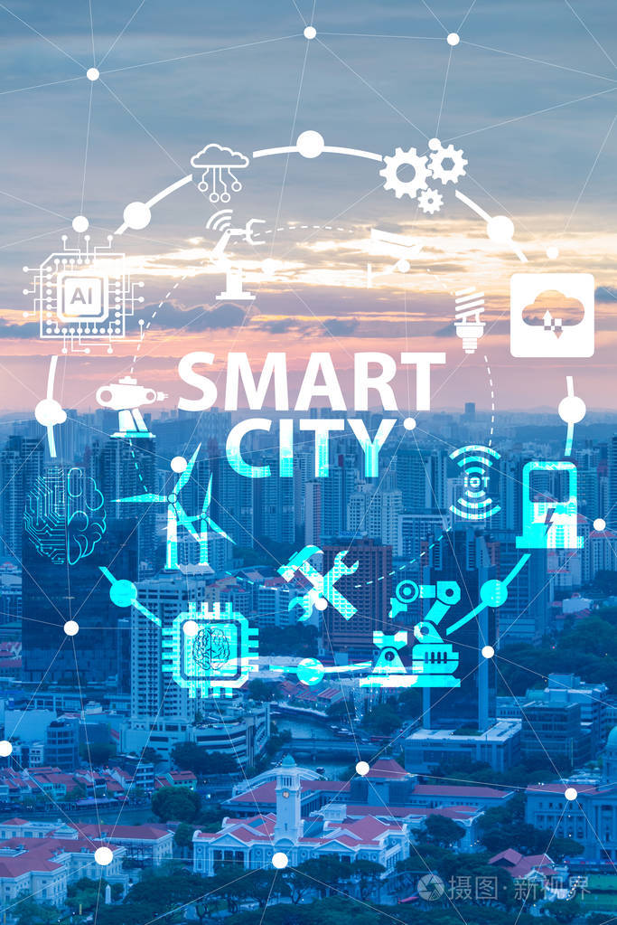 智能城市概念与物联网照片-正版商用图片0uqc1z-摄图新视界