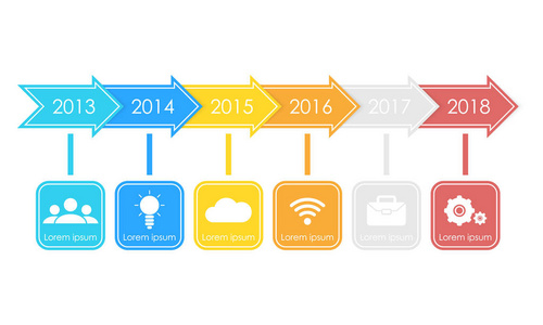 业务时间线流程图图表模板。工作流布局图表数字选项web 设计的矢量插图