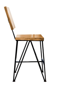 现代木椅钢腿隔离在白色背景, 使用修剪路径