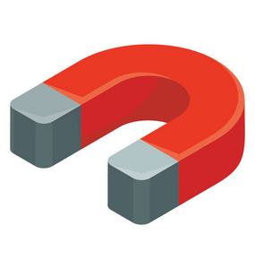 两个物体u 形红色物体有两个银色的头, 磁铁图标照片