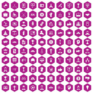 100领导图标六角紫