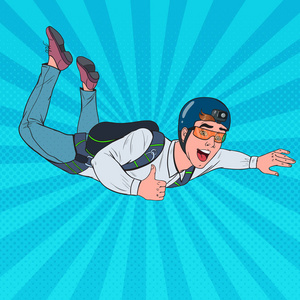 快乐的人伞兵.跳伞在空中.矢量插图照片