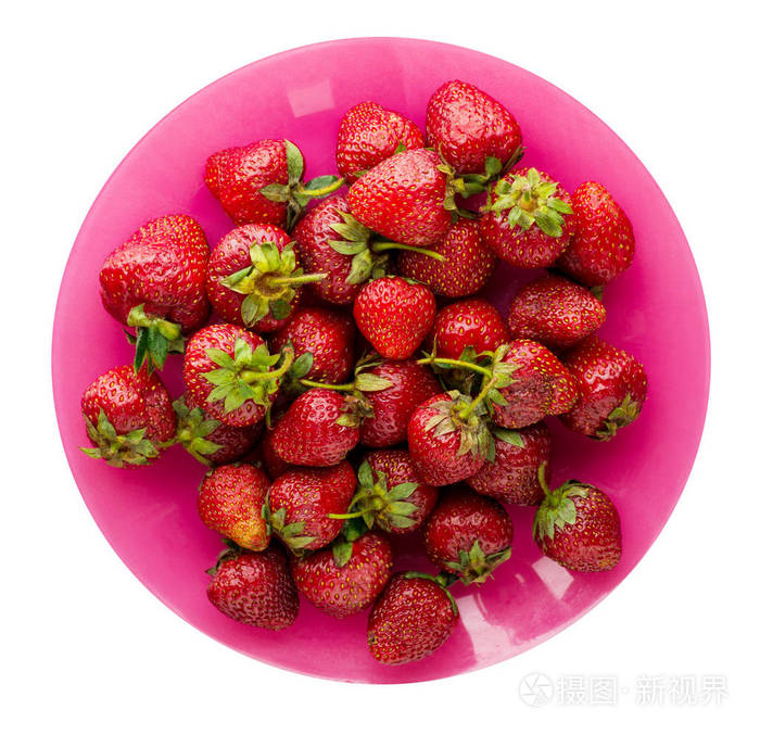 草莓在盘顶视图