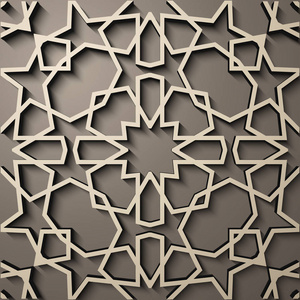 背景与3d 无缝模式的伊斯兰风格。, 阿拉伯几何东方饰品, 波斯主题