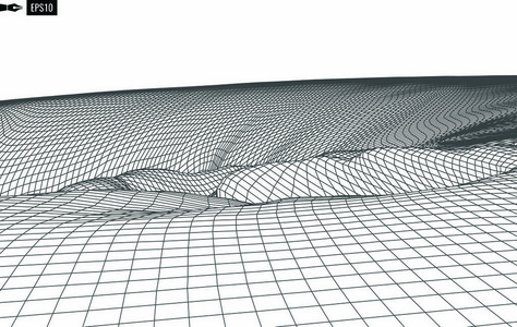 抽象矢量风景背景。网络空间网格。3d 技术矢量图