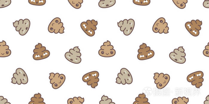 大便无缝图案矢量卡通独立涂鸦插画壁纸背景