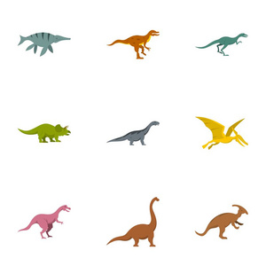 野生恐龙图标集, 平面风格