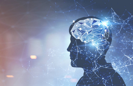 思考和决策的概念.色调图像双曝光模拟照片