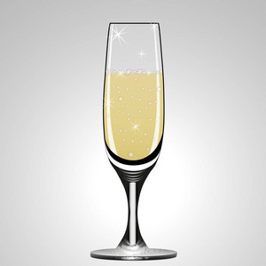 杯香槟或起泡酒。矢量插图隔离