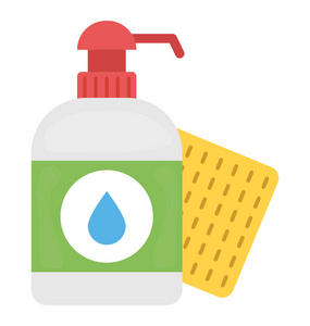 液体肥皂瓶与织物擦拭纪念洗涤工具图标