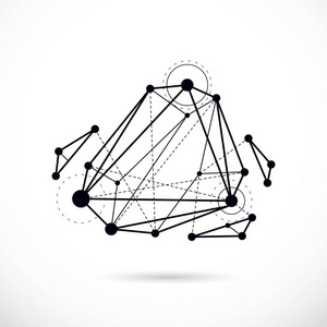 科技抽象形状，矢量多边形图。通信技术现代插画