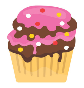 一个怪物蛋糕与巧克力和草莓奶油有很多洒在它的五彩纸屑, 纸屑蛋糕