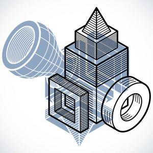 工程抽象形状，3d 矢量多边形图