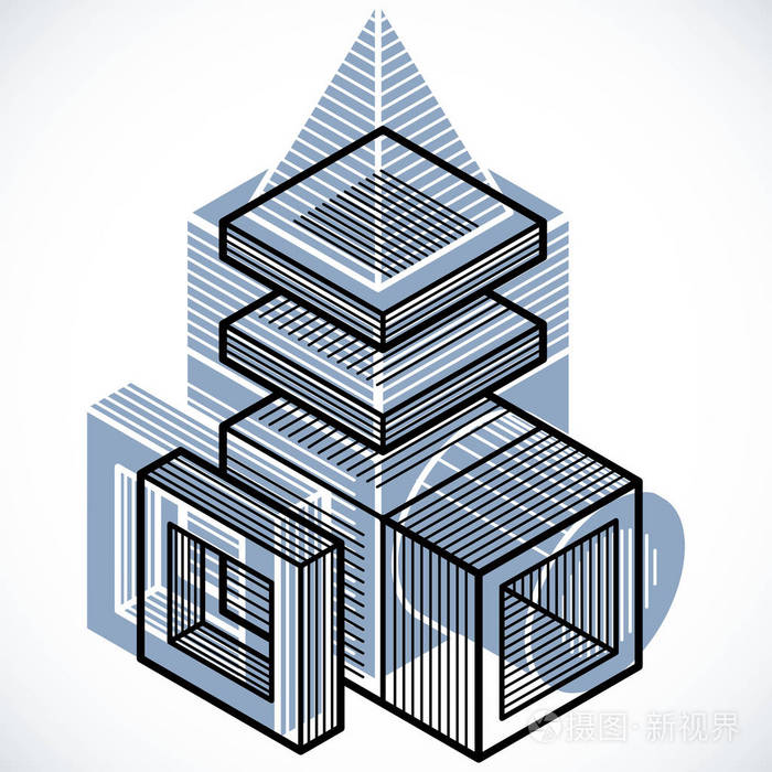 3d 设计,抽象矢量三维立方体形状