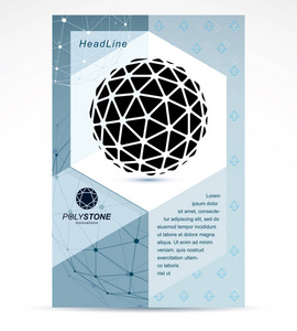 新技术主题小册子封面设计, 首页。抽象几何3d 面黑白对象现代数字技术与科学概念