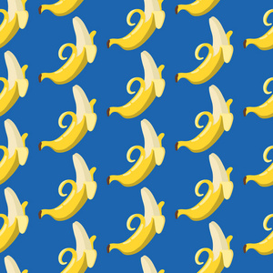 带黄色香蕉的夏季奇特图案。无缝纹理设计
