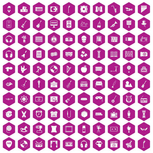 100音乐教育图标六角紫色