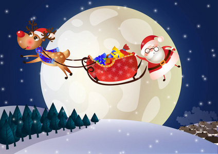 圣诞老人麋鹿图片