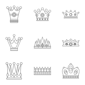 中世纪皇冠图标集, 轮廓样式
