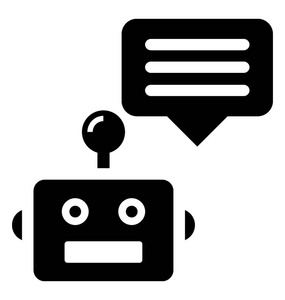 一个与聊天气泡的机器人脸象征 chatbot 也称为 talkboat