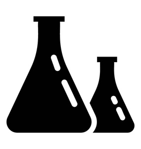 实验室研究概念的化学瓶字形图标设计