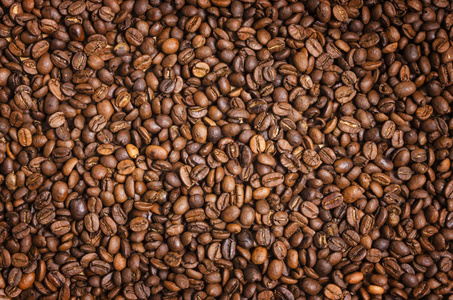 咖啡的背景。棕色烤咖啡豆