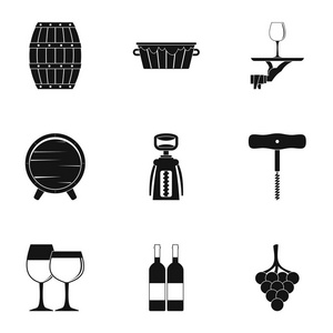 葡萄酒生产图标集, 简约风格