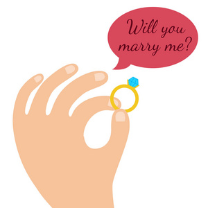 求婚, 矢量插画平面设计。人手图标