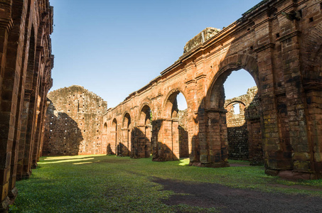 教科文组织网站的一部分耶稣会 Guaranis 的使命 教会, Missoe 的废墟, 里奥格兰德做南, 巴西