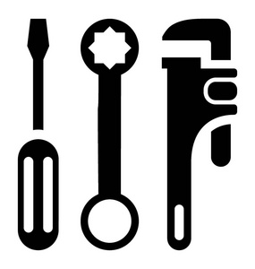 不同的手修工具, 螺丝刀, 管扳手和扳手