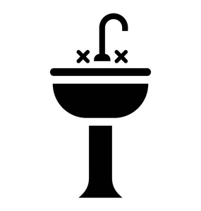 带水龙头的碗和两个水龙头两侧制作洗手盆图标图标